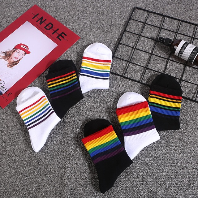 TL19 Tất vớ nữ màu cầu vồng unisex cá tính