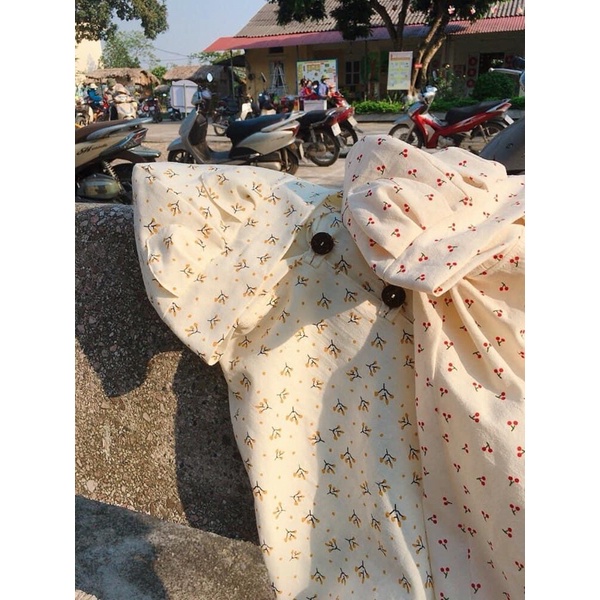 vải thô đũi cara mềm mát may váy áo và đồ handmade cành quả