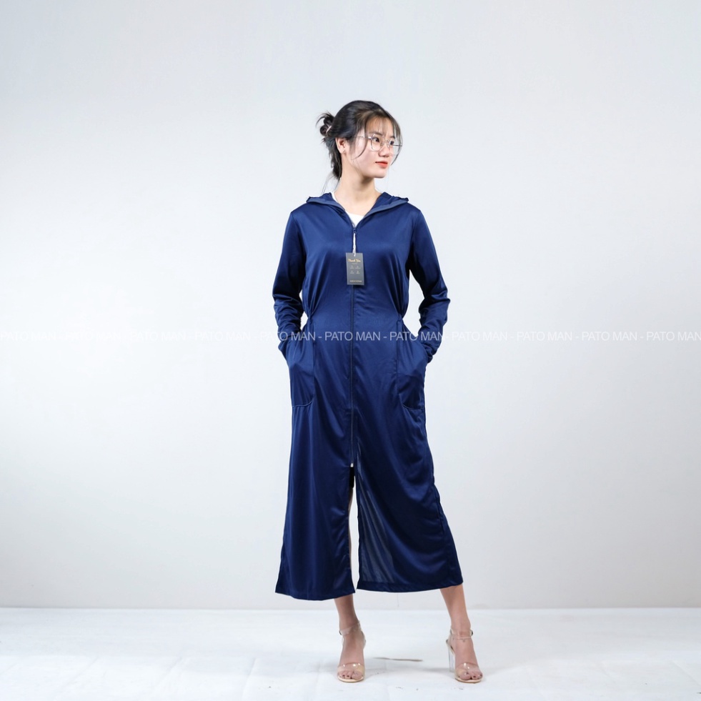 Áo chống nắng toàn thân PATO áo khoác nắng nữ dáng dài chun eo chất kim cương thông hơi