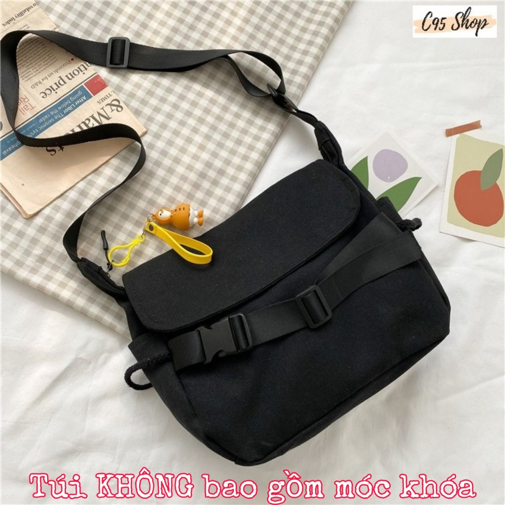 Túi tote đeo chéo nam nữ unisex ulazzang vải canvas đai cài ngang, T021