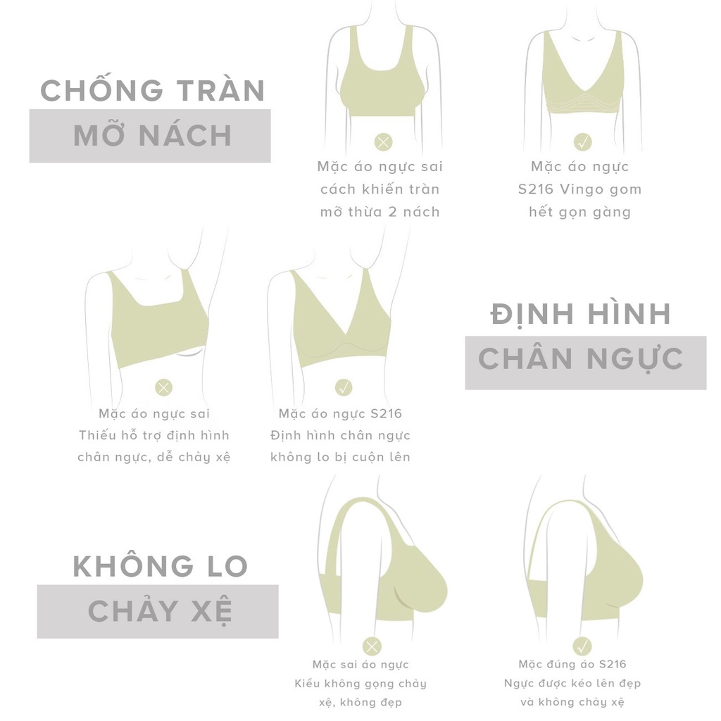 Áo lót nữ đúc su mát lạnh VINGO định hình ngực không gọng mút mỏng 1.3cm có thể tháo rời bản to che mỡ lưng S216 VNGO | BigBuy360 - bigbuy360.vn