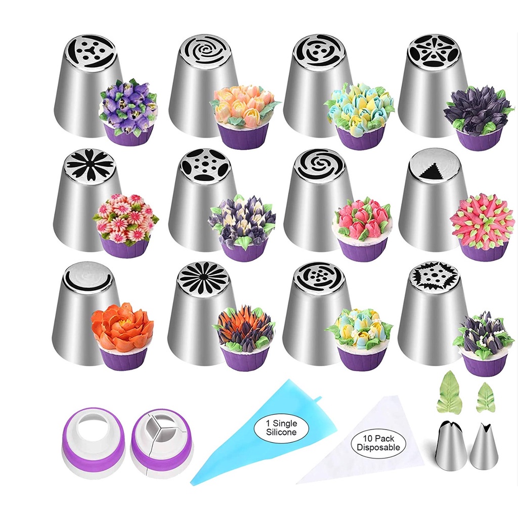 22/27 Đui bắt bông kem bằng thép không gỉ dùng trang trí bánh