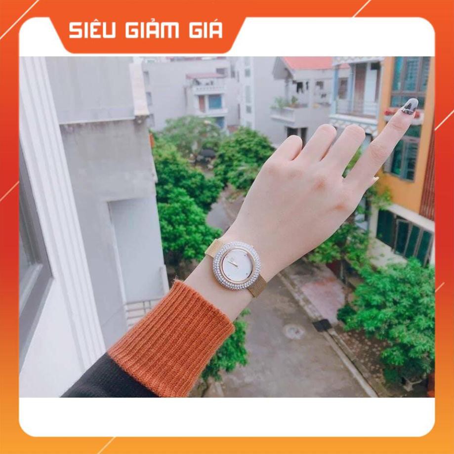 Đồng hồ nữ Burgi BUR220 mâm xôi ,  dây kim loại Full Box ⚜️Hàng Authentic⚜️