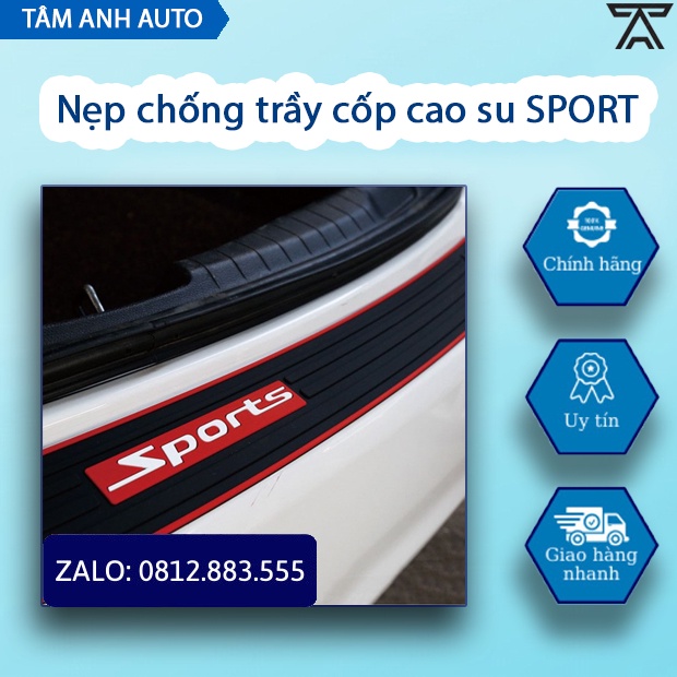 Nẹp chống trầy cốp cao su chữ SPORT dùng chung cho mọi loại xe -1 tấm. Cuộn Dán Cao Su Bảo Vệ Chống Trầy Cốp Ô Tô SPORTS
