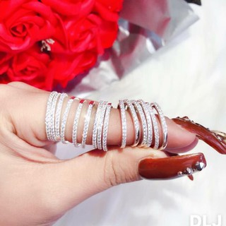 Haugiang Nhẫn bạc nữ ⚜️FREESHIP⚜️ Nhẫn nữ bạc ta đá trắng nhỏ siêu xinh