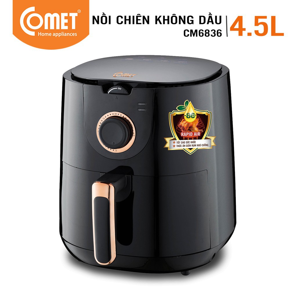 Nồi Chiên Không Dầu Comet CM6836 4.5 Lít - Hàng Chính Hãng (Bảo Hành 12 Tháng)