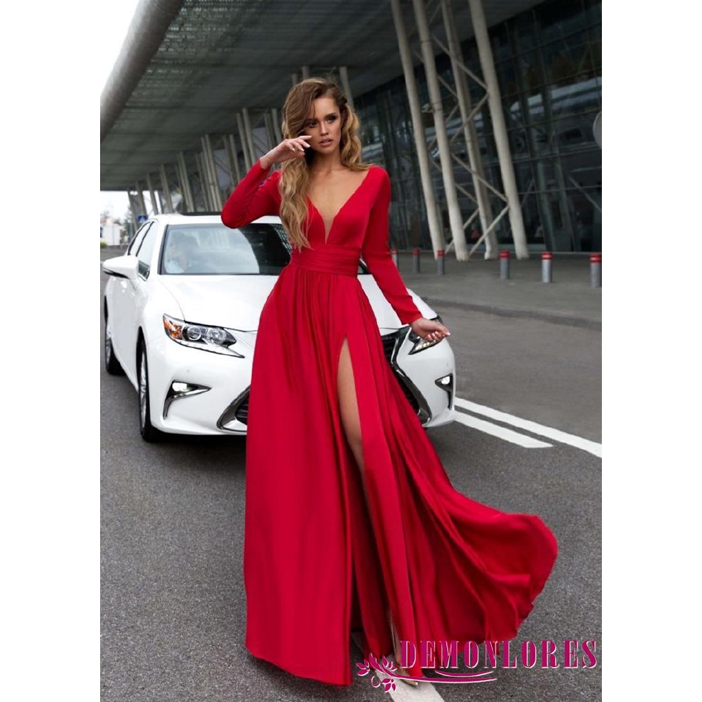 Đầm maxi dự tiệc thiết kế cổ chữ V nữ tính