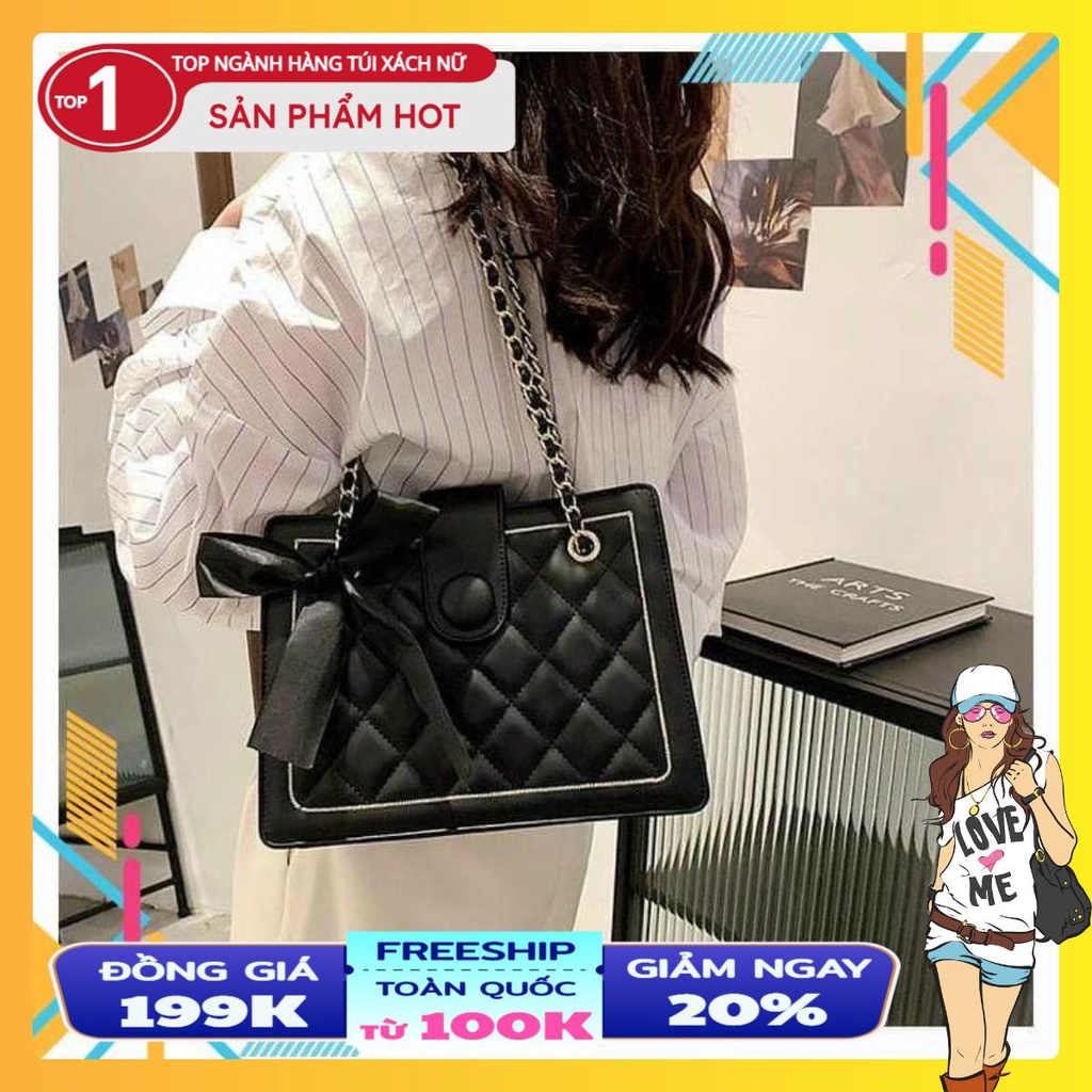 Túi đeo vai khuy cúc 95K, tặng kèm nơ xinh như ảnh,💖FREESHIP💖,size 25 cm cực rộng rãi