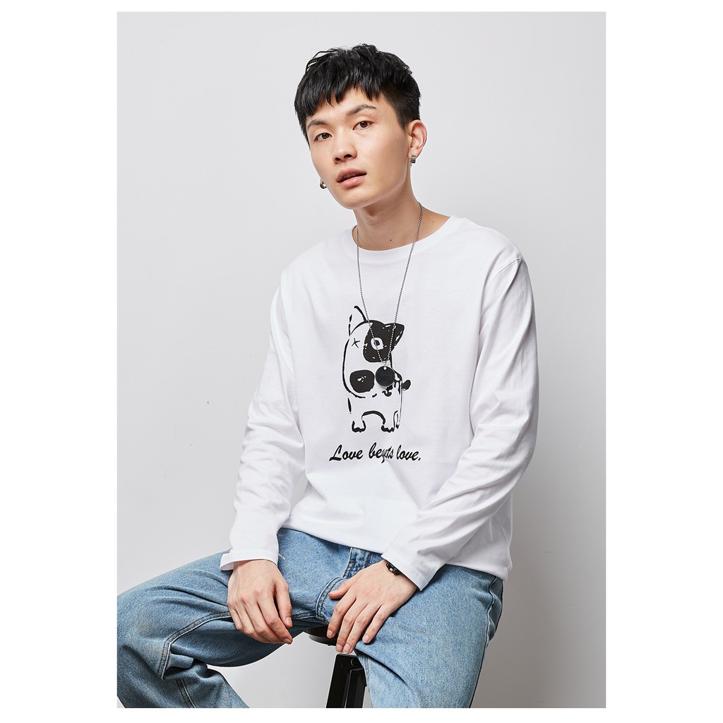 Áo thu đông dài tay nam nữ unissex thiết kế cổ tròn 2 màu đen trắng in hình basic ATH8 | BigBuy360 - bigbuy360.vn