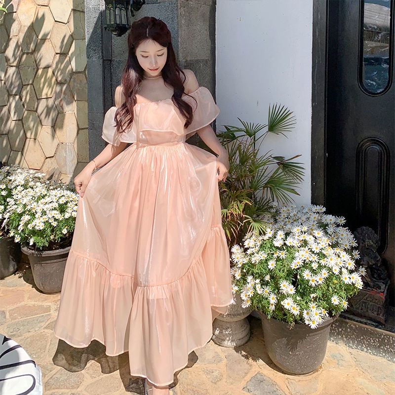 Đầm Tay Ngắn Hở Vai Dáng Ôm Thời Trang Quyến Rũ Cho Nữ