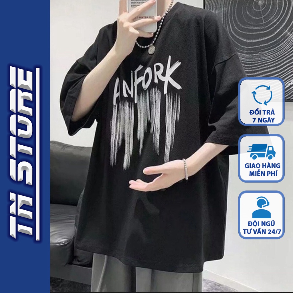 Áo thun tay lỡ form rộng ANFORK Unisex, Áo đôi nam nữ chất cotton dày dặn - TNStore | BigBuy360 - bigbuy360.vn