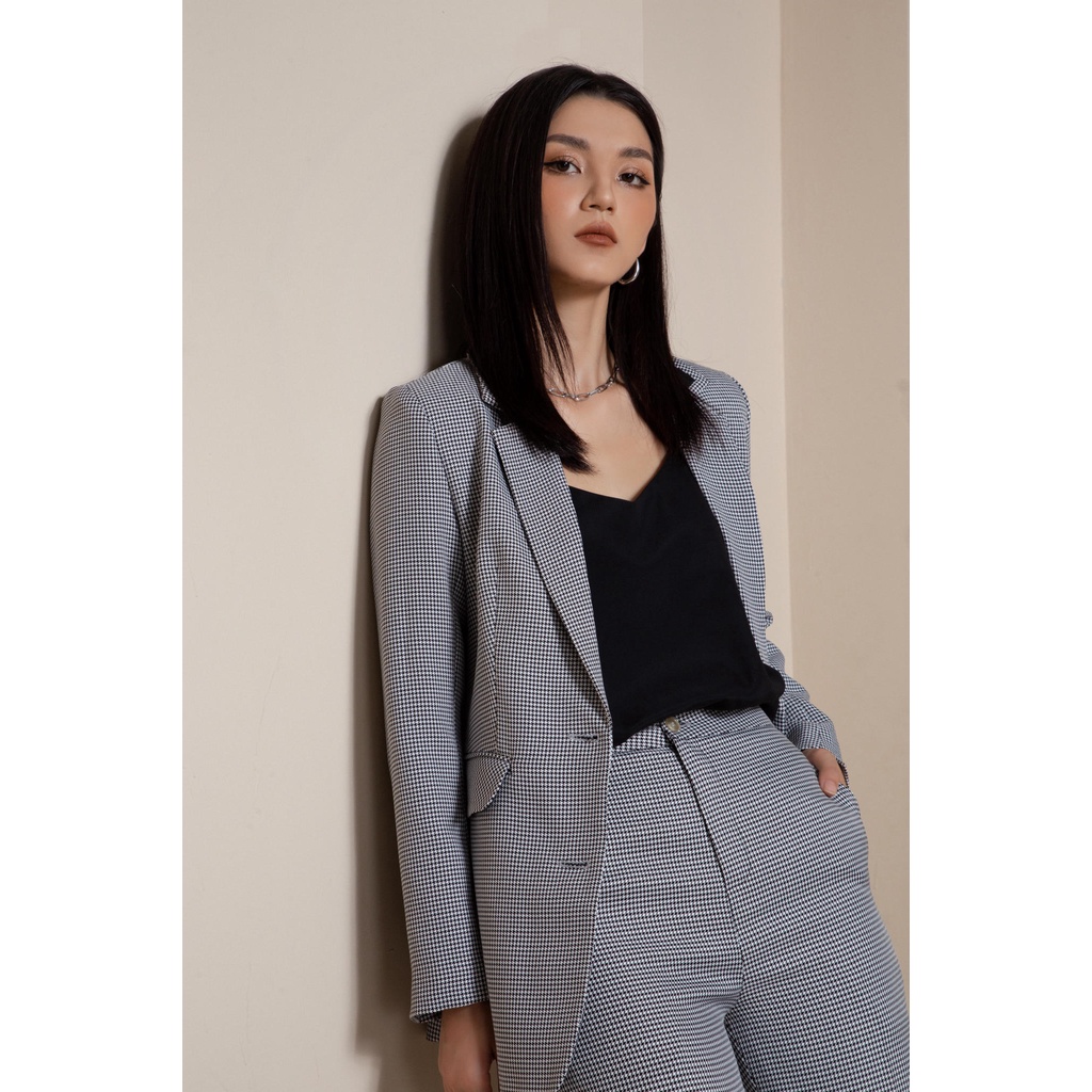 Set vest blazer nữ Houndi Maiimer kẻ xám | BigBuy360 - bigbuy360.vn