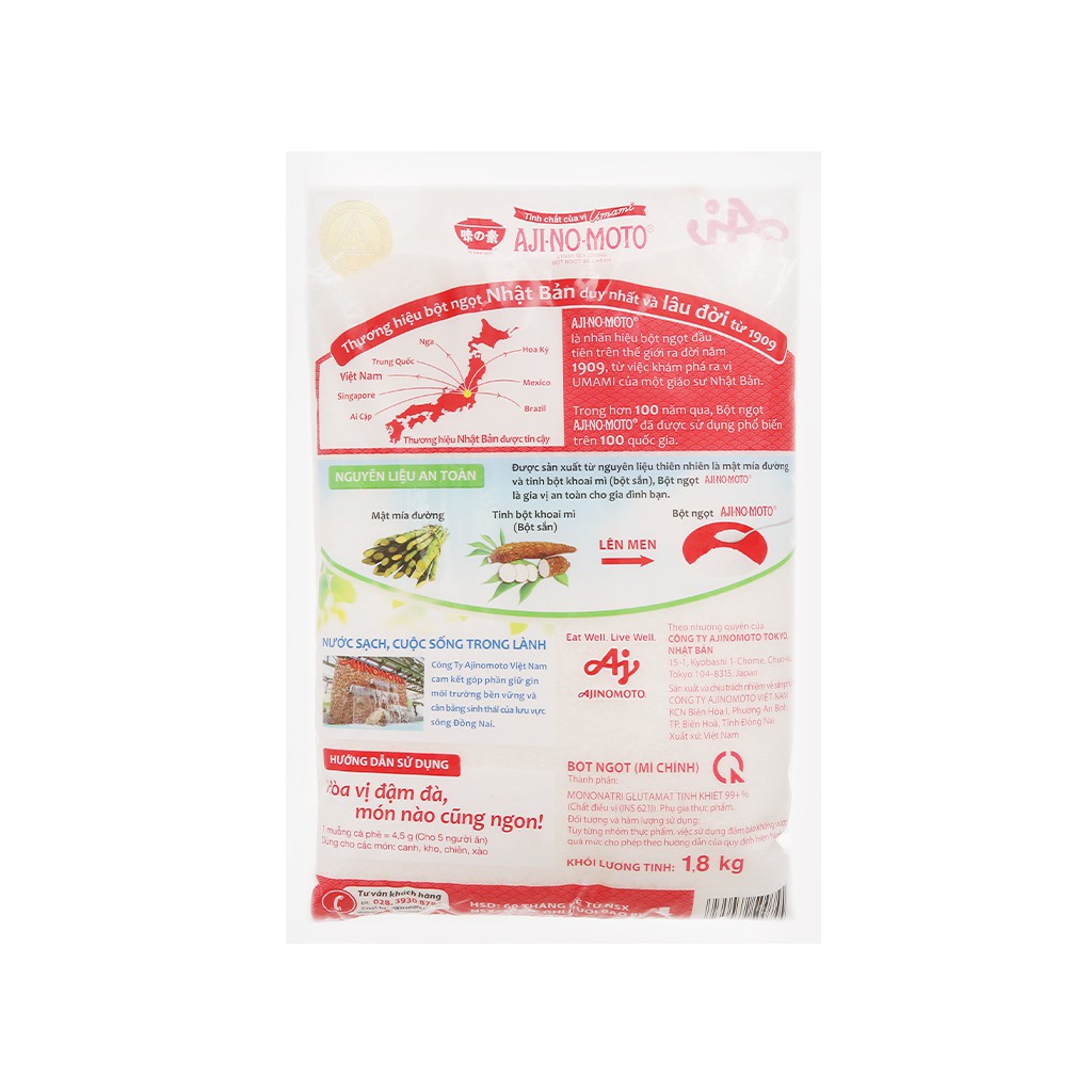 Bột ngọt (mì chính) Ajinomoto gói 1,8Kg - hạt lớn