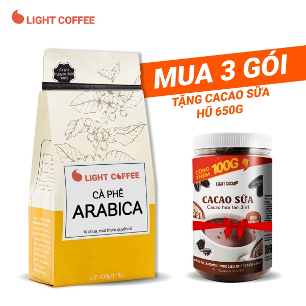 Cà phê bột Arabica Light Coffee vị chua thanh, đắng dịu và thơm nồng - Gói 500gr