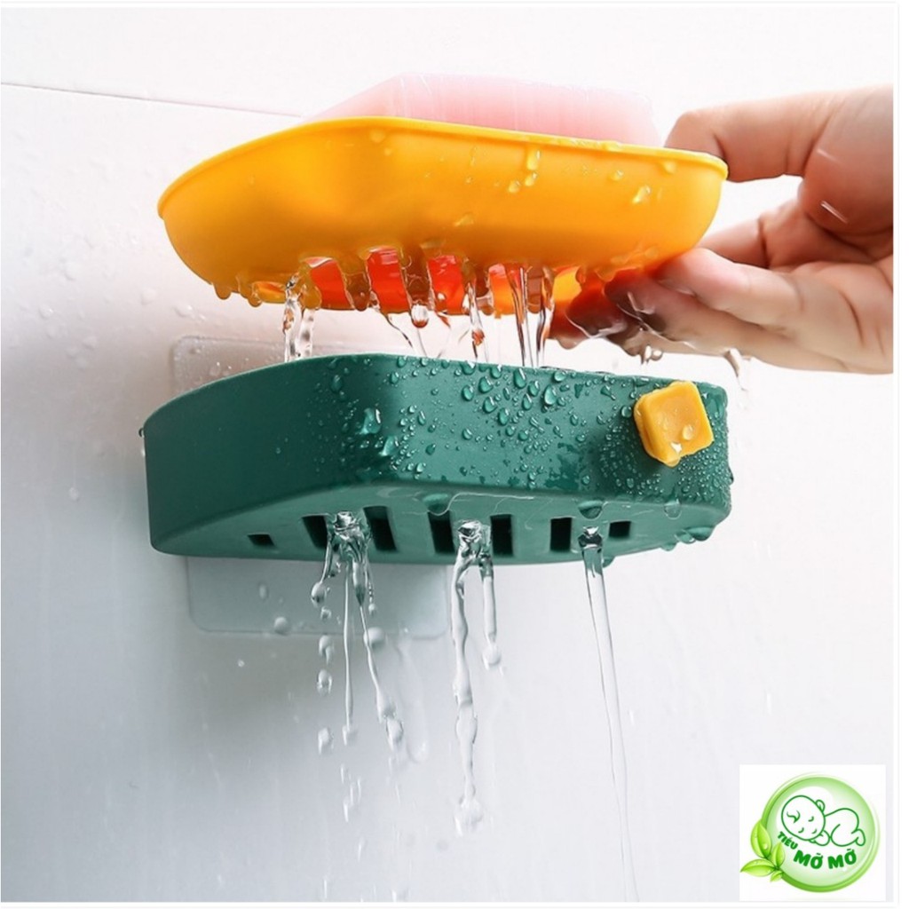 Khay Kệ Đựng Xà Bông Xà Phòng 2 Lớp Gắn Tường Có Móc Treo Tiện Lợi