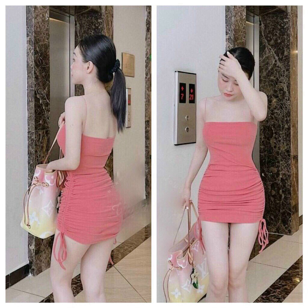 đầm body rút dây borip 2 day