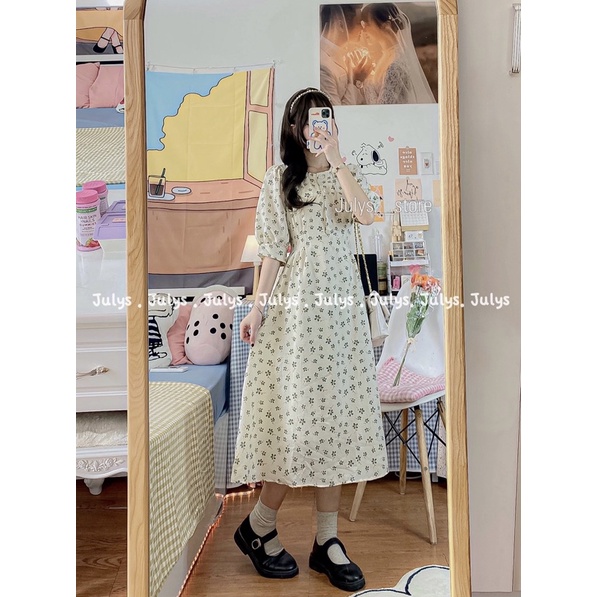 Váy hoa xanh nàng thơ (ảnh thật shop chụp kèm video)