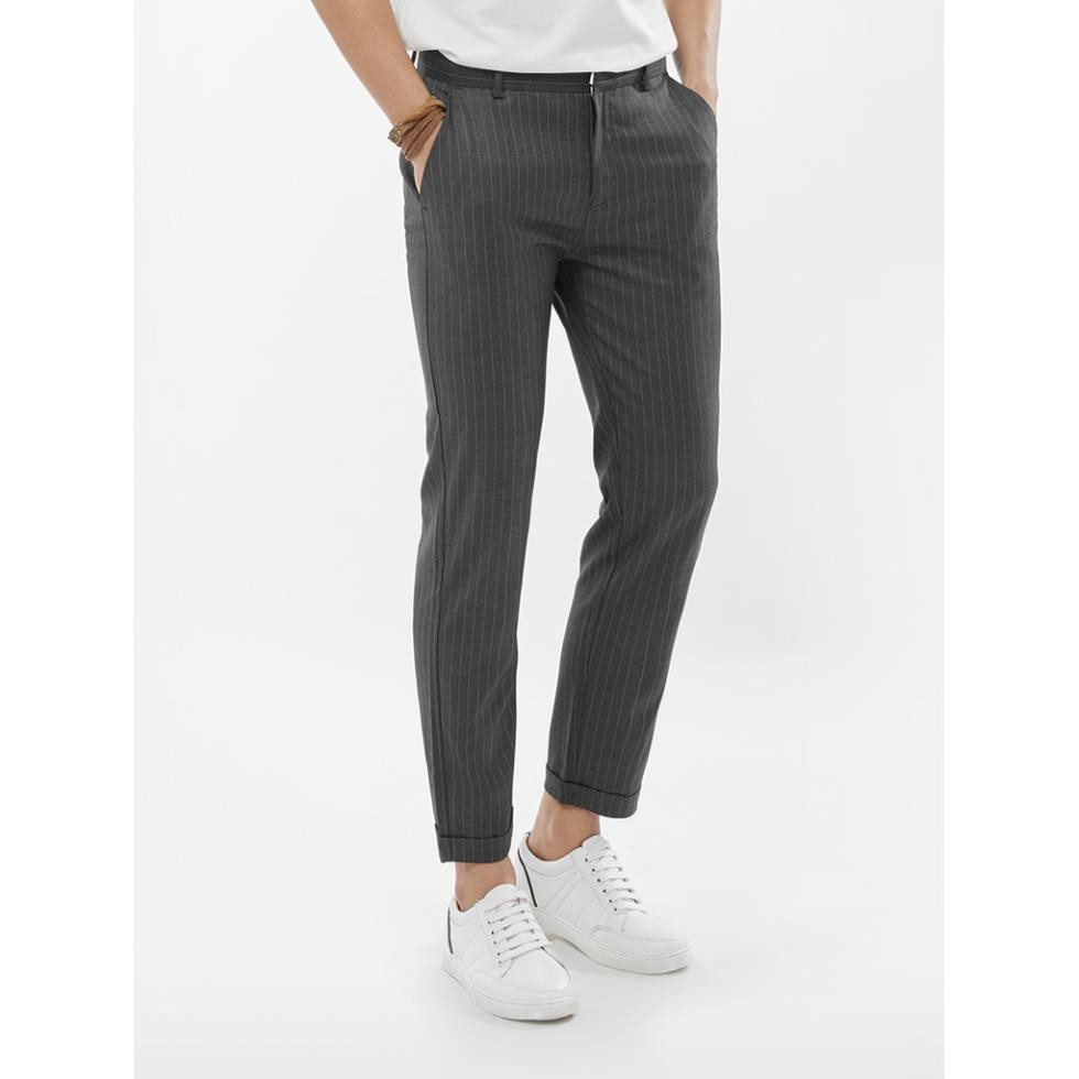 Quần Tây Nam Kẻ Sọc Đẹp 4MEN Form Slim-Cropped, Vải Cao Cấp QT150