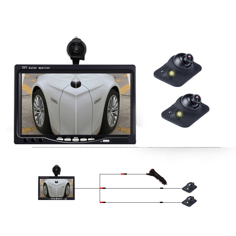 Combo 2 Camera Cập Lề Trái Phải + Màn Hình 7 Inch 1024×600 Phím bấm
