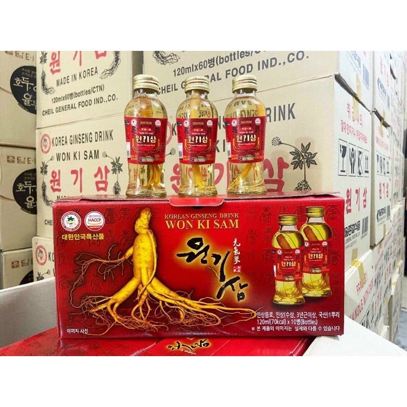 Date luôn mới Nước hồng sâm có củ WON KI SAM 10 Chai x 120ml