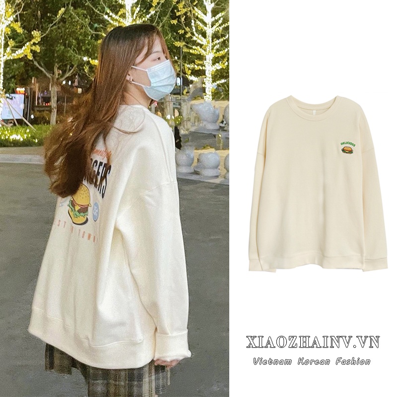 Xiaozhainv Áo sweatshirt tay dài dáng rộng phong cách Hàn Quốc thời trang trẻ trung cho nữ | BigBuy360 - bigbuy360.vn