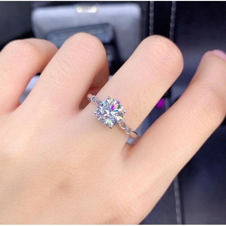 Thời trang bốn móng vuốt vòng S925 cao carbon kim cương nhẫn cho phụ nữ