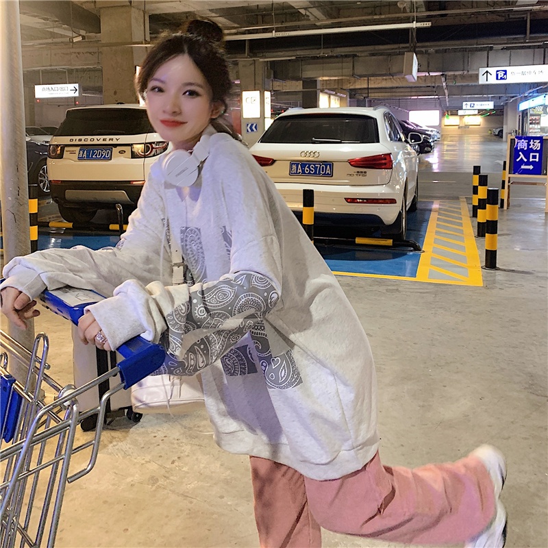 Áo thun tay dài cổ tròn dáng rộng thời trang Hàn Quốc 3 màu lựa chọn | BigBuy360 - bigbuy360.vn