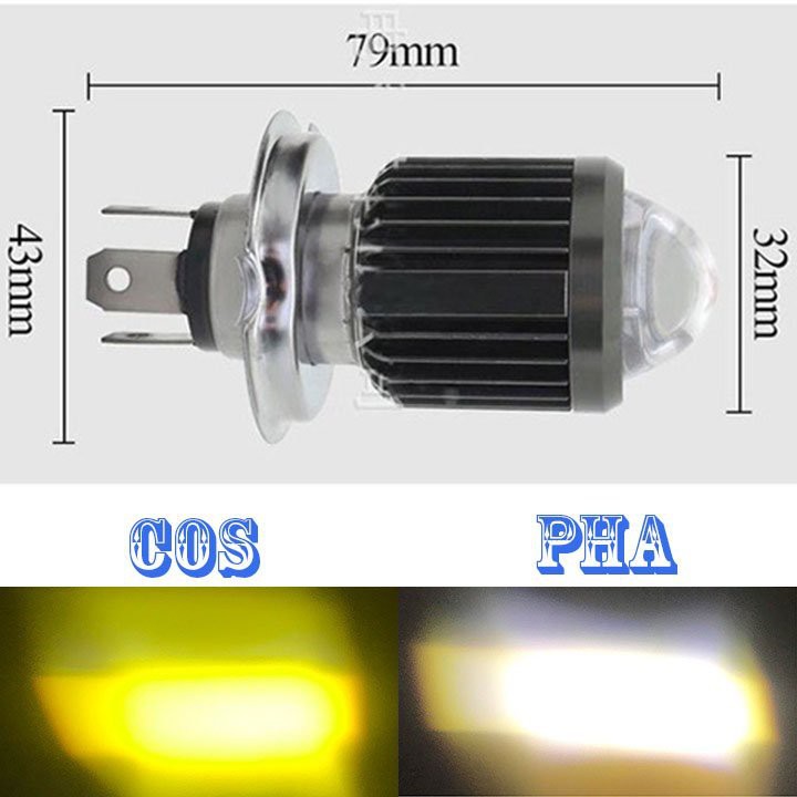 Đèn pha xe máy siêu sáng, cos vàng pha trắng chân H4, M5 phù hợp nhiều dòng xe-DPBV