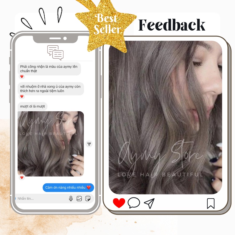 Thuốc nhuộm tóc NÂU KHÓI TRẦM không tẩy tại nhà chính hãng AYMY