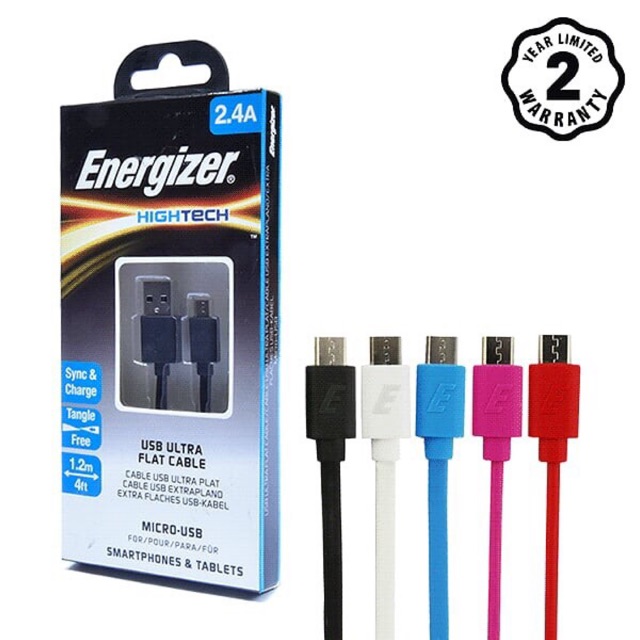 Cáp dẹt Micro USB Energizer 1.2m
