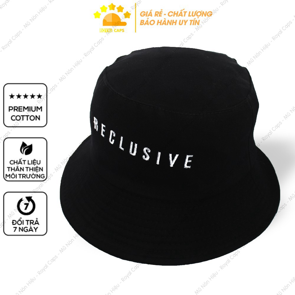 Mũ Bucket Nón Bucket Tai Bèo Nam Nữ RECLUSIVE Đen Vải Kaki Unisex - Royal Caps