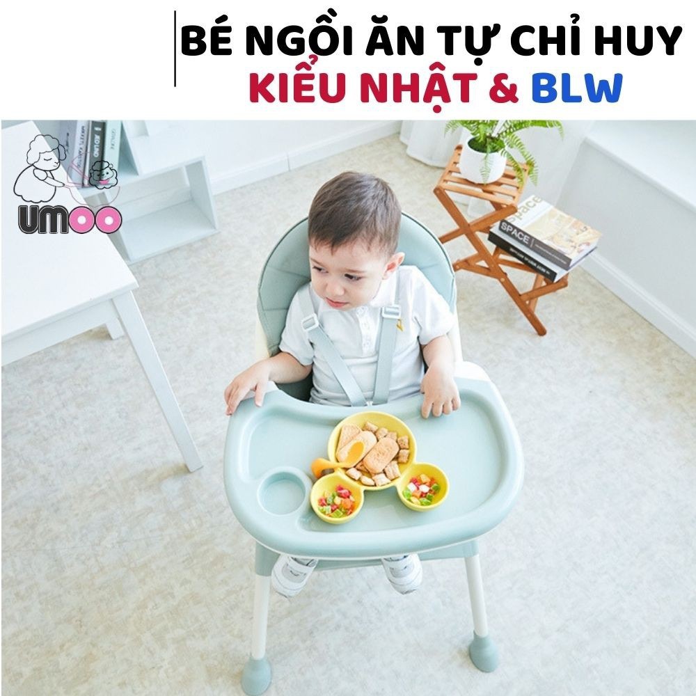 Ghế ăn dặm Umoo thiết kế Hàn Quốc 3 nấc điều chỉnh độ cao, chịu lực 50 kg, đai đa điểm an toàn cho bé