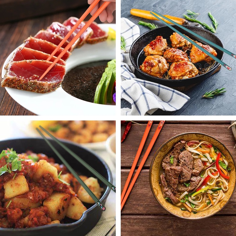 1 Đôi Đũa Chống Trượt Chịu Nhiệt Bằng Sợi Thủy Tinh Họa Tiết Hoạt Hình Nhiều Màu Sắc Phong Cách Nhật Bản