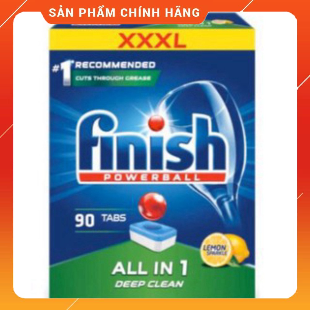 Combo rửa bát Finish: Hộp viên finish All In One 90 viên + Muối finish 1.5kg + Nước làm bóng 400ml - Nhập khẩu EU
