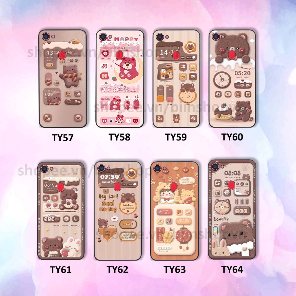 Ốp Oppo F5 / F5 Youth / F7 in 3D icon gấu nổi siêu xinh, siêu đáng yêu, cá tính phong cách