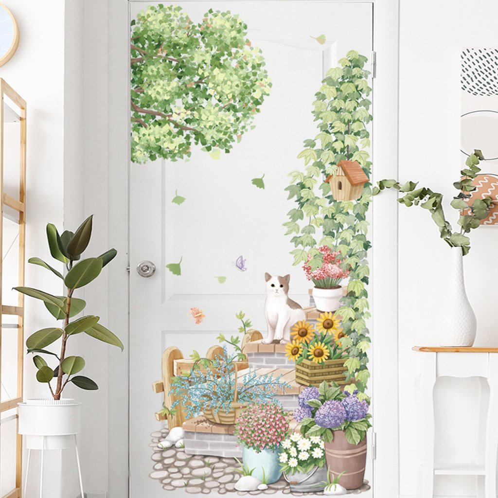 Tranh dán tường, decal dán tường trang trí nhà cửa, cửa hàng mẫu Hàng rào hoa BH49