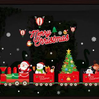 Decal dán kính noel xe lửa 100x 70