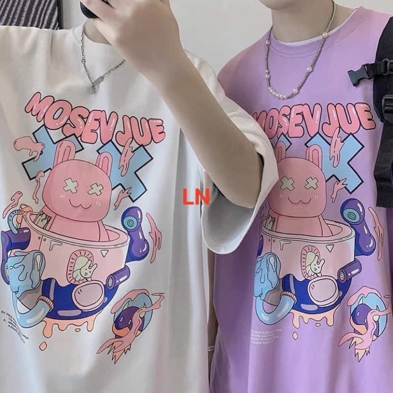 Áo phông thỏ hồng xx MOSEV chất su DA6