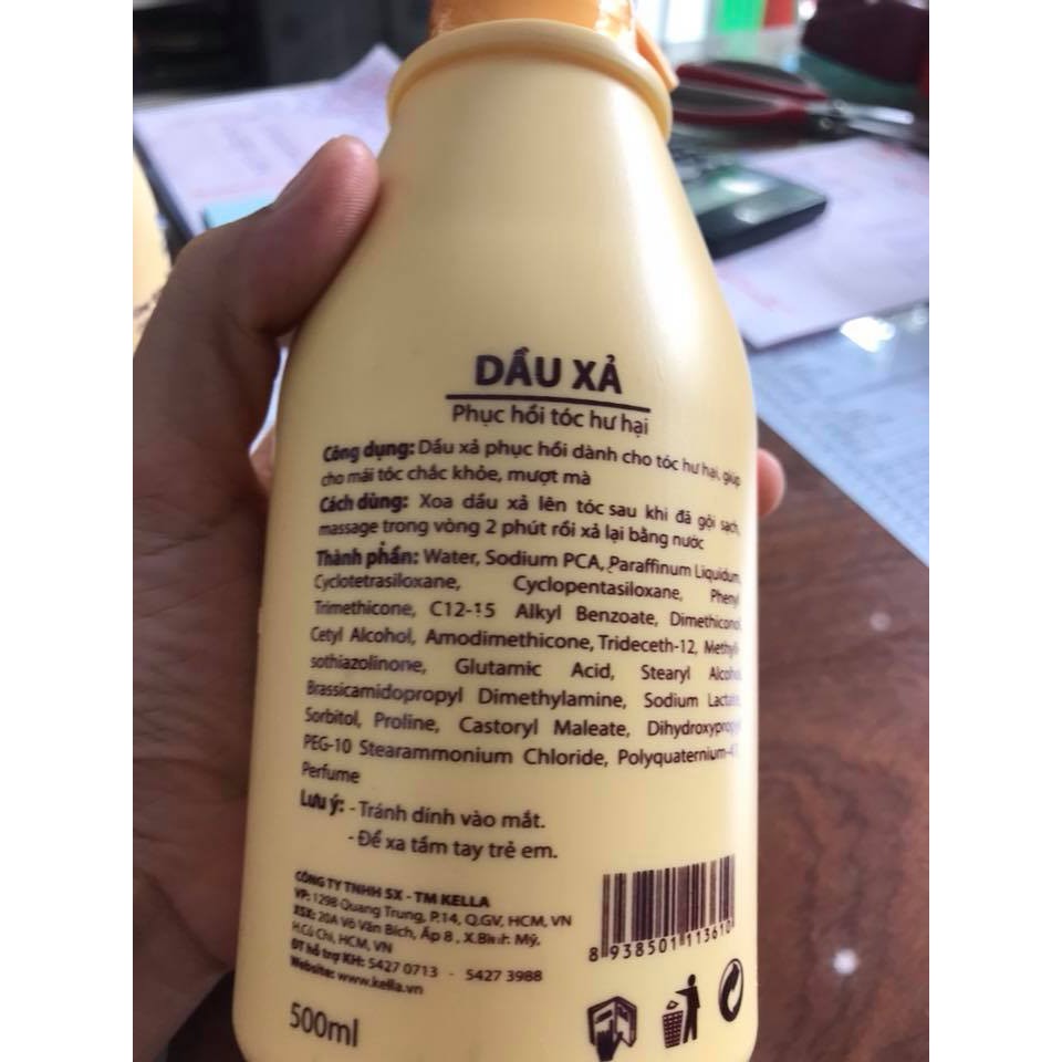[Có bán lẻ] Dầu gội + Dầu xả Kella vàng phục hồi tóc hư 500ml | BigBuy360 - bigbuy360.vn