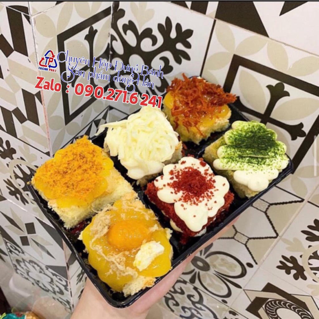 50c Hộp HT530 đựng 6 bánh trung thu 75g - bánh dứa - mochi, trứng muối tan chảy