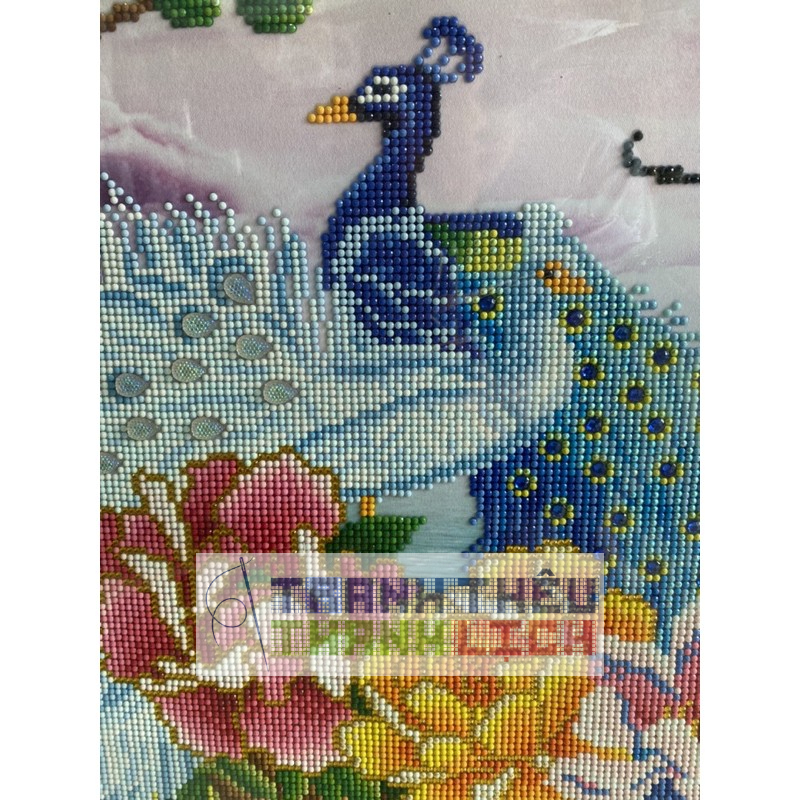 TRANH ĐÍNH ĐÁ - Tranh thêu chữ thập Cha Mẹ Công Mẫu Đơn 88625 AL53612 |82X50CM| _Chưa đính