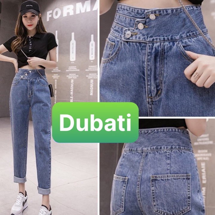 QUẦN BAGGY JEAN NỮ CHẤT BÒ CO GIÃN 3 MÀU EO BẢN TO 3 NÚT CHÉO SANG CHẢNH- DUBATI FASHION | BigBuy360 - bigbuy360.vn