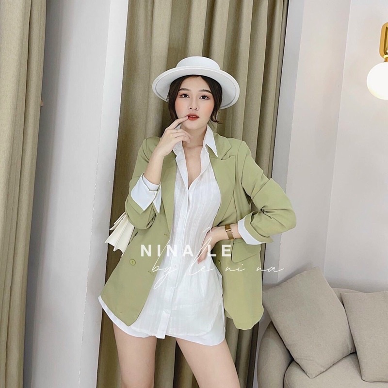 blaze đen nâu xanh bơ 4 cúc vải tuyết mưa siêu đẹp