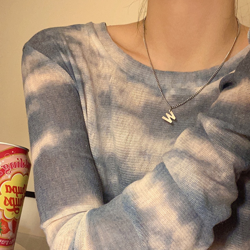 Vòng cổ Hai Sợi Dạng Chuỗi Đính Chữ W Phong Cách Hip Hop Đơn Giản Dễ Phối Đồ