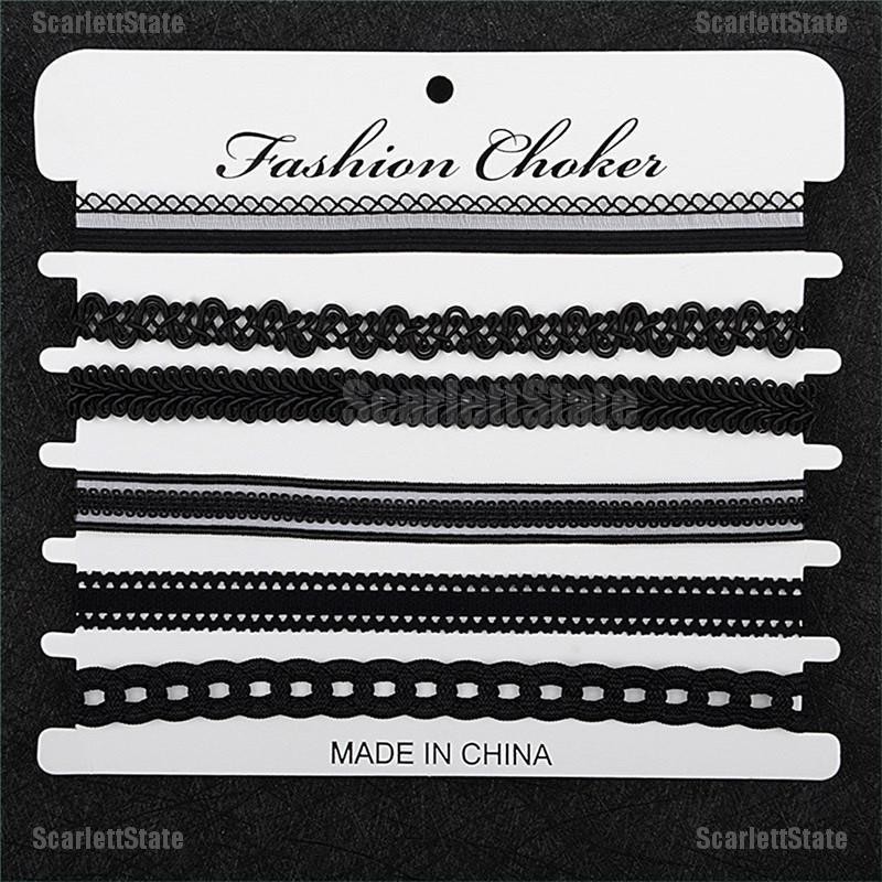 Bộ 6 chiếc vòng choker đeo cổ phối ren phong cách thời trang vintage