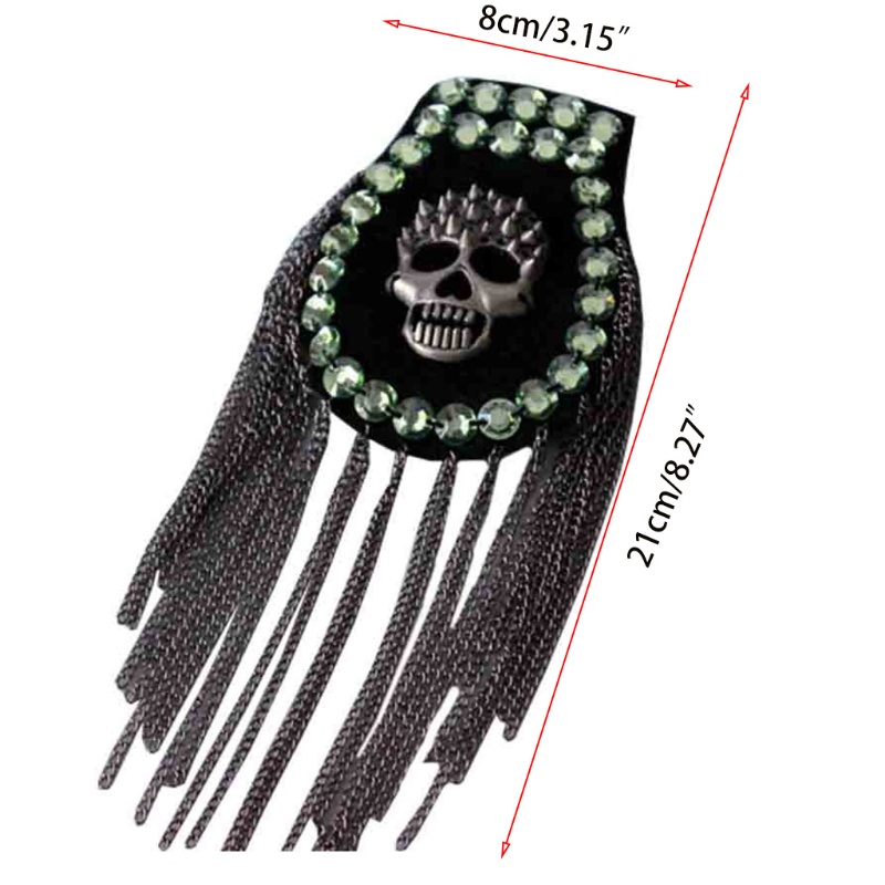 Bùa Hộ Mệnh Đầu Lâu Bằng Hợp Kim Đính Đá Phối Tua Rua Đeo Vai Hóa Trang Halloween Cho Nam Và Nữ