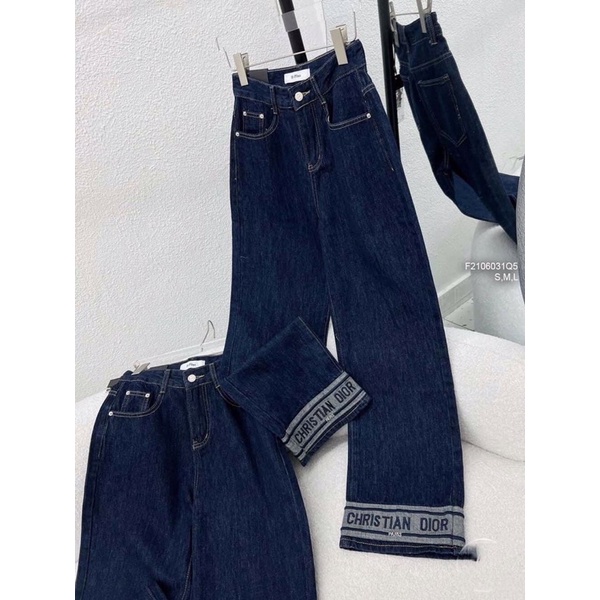 Quần jean dài lai ống phối chữ TT2106