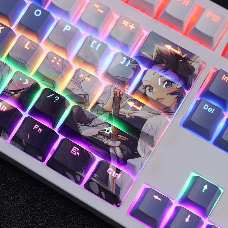 Kochou Shinobu keycap Demon Slayer keycap Cherry profile PBT Dye-thăng hoa bàn phím cơ học keycap hai chiều Anime keycaps 108 phím