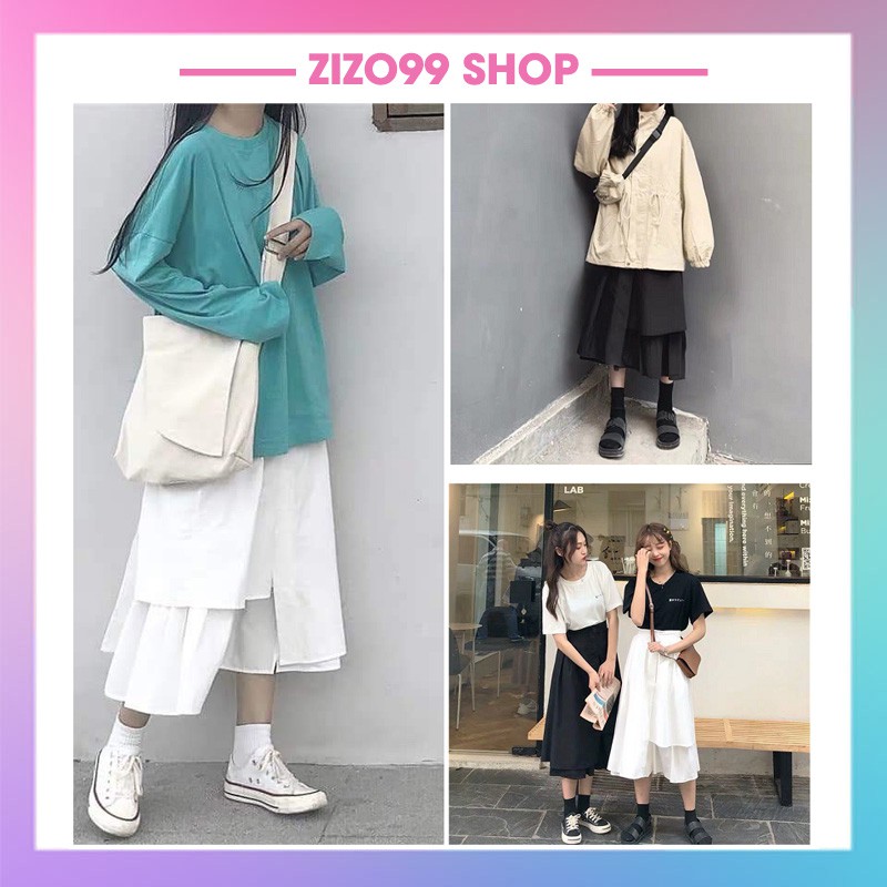 Chân Váy Ulzzang Dài Qua Gối Xếp Tầng