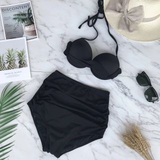 Bikini quần cạp cao, áo nâng ngực màu đen( có nhiều mẫu)